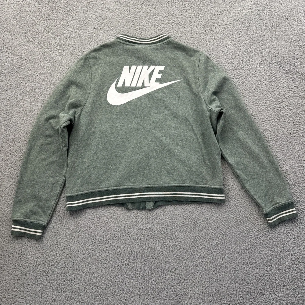 Nike Sportswear Fleece Bomber Jacket Sage Green Athletic Athleisure Women Large